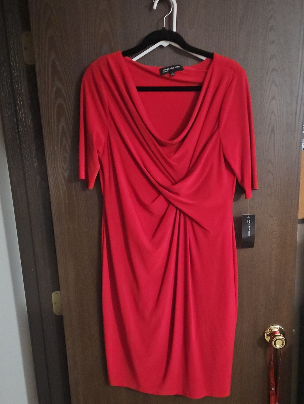 Jones New York Red Draped Midi Dress